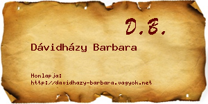 Dávidházy Barbara névjegykártya
